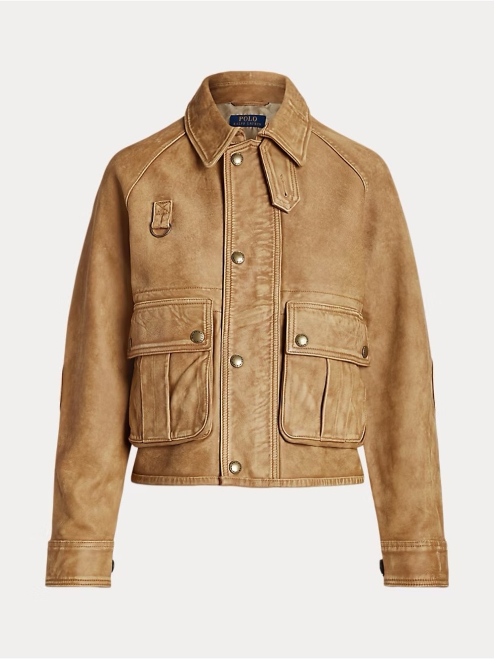 Polo Ralph Lauren Women’s M Distressed Sheepskin Leather Field Jacket Tan